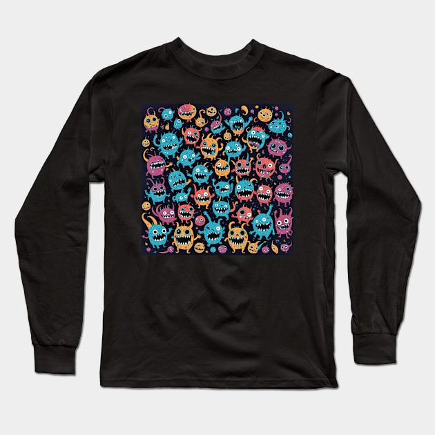cute monsters halloween colors Long Sleeve T-Shirt by A.S.P.E.D.I.A